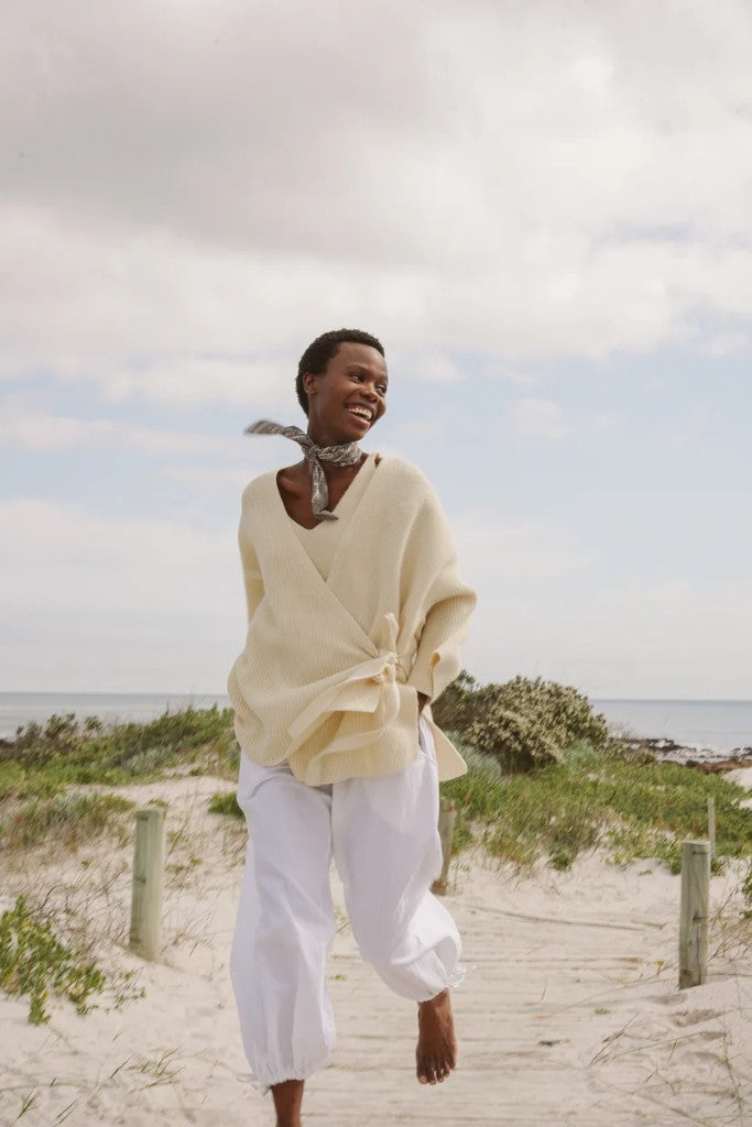 Nova Cotton Wrap Knit in Ecru