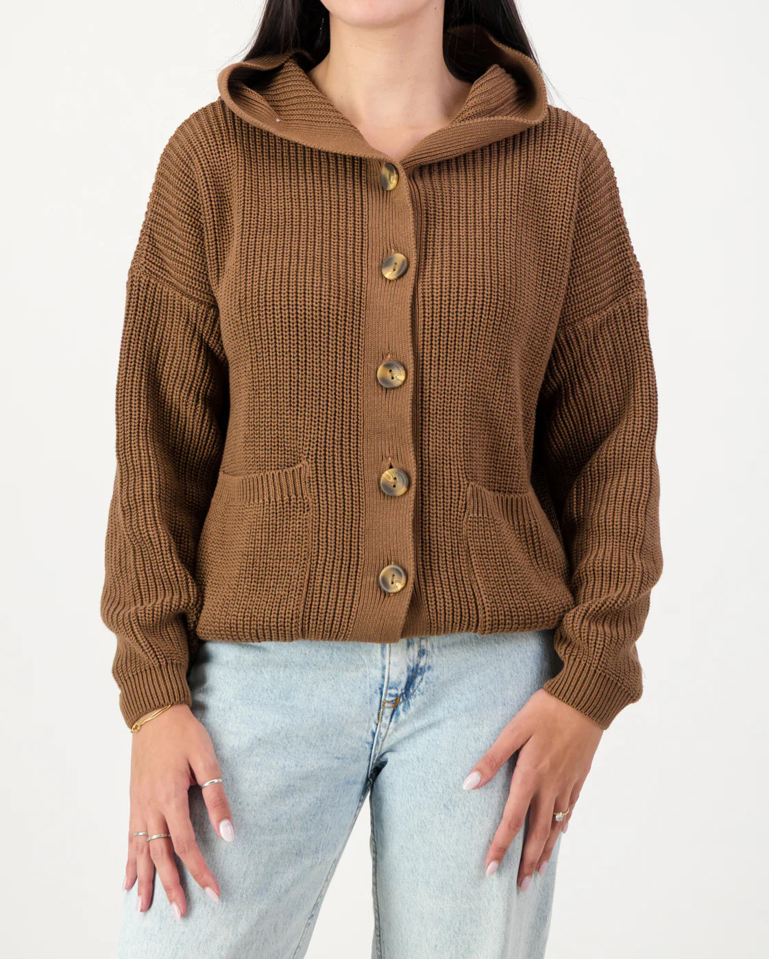 Rosemary Cotton Hooded Cardi in Karoo