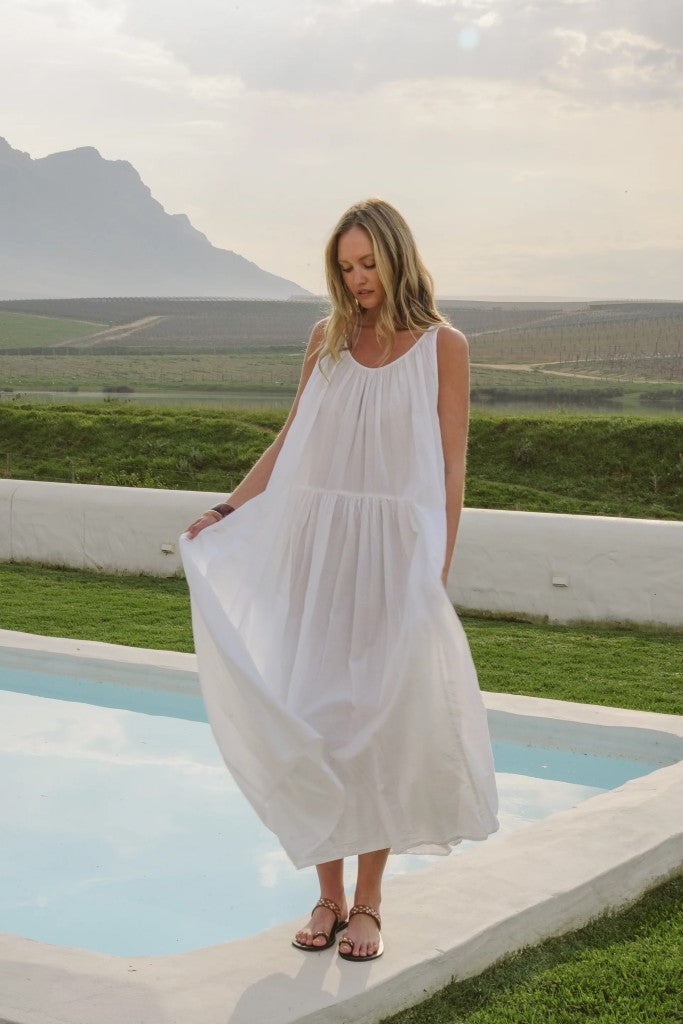 Rowan Cotton Halter Dress in White