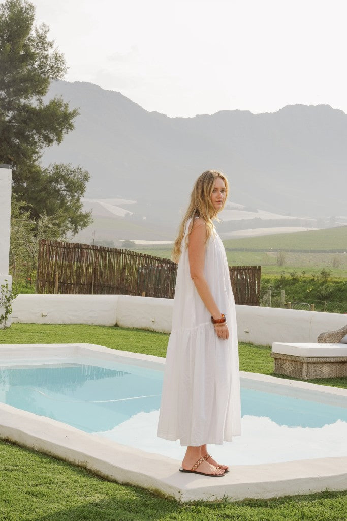 Rowan Cotton Halter Dress in White