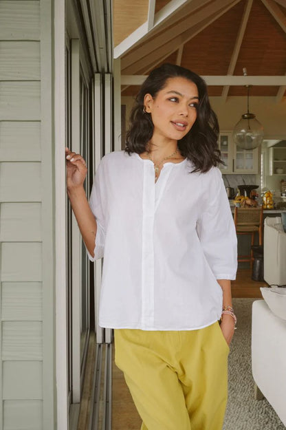 Sada Cotton Boxy Top in White