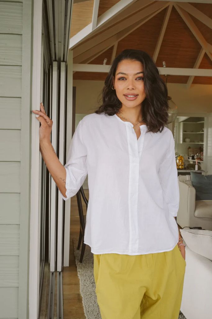 Sada Cotton Boxy Top in White