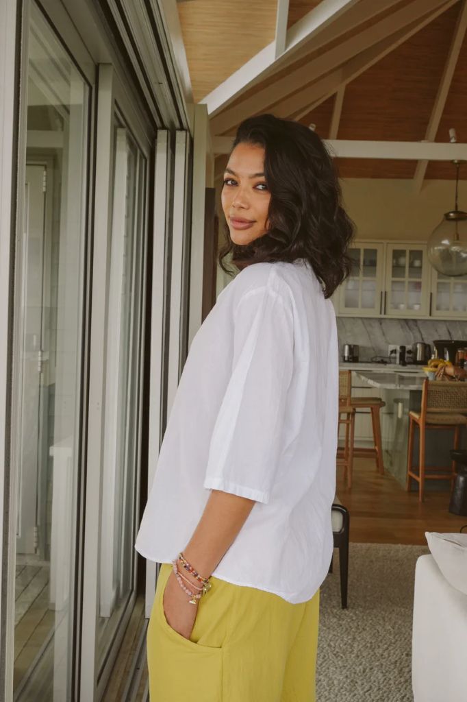 Sada Cotton Boxy Top in White