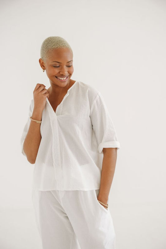 Sada Cotton Boxy Top in White