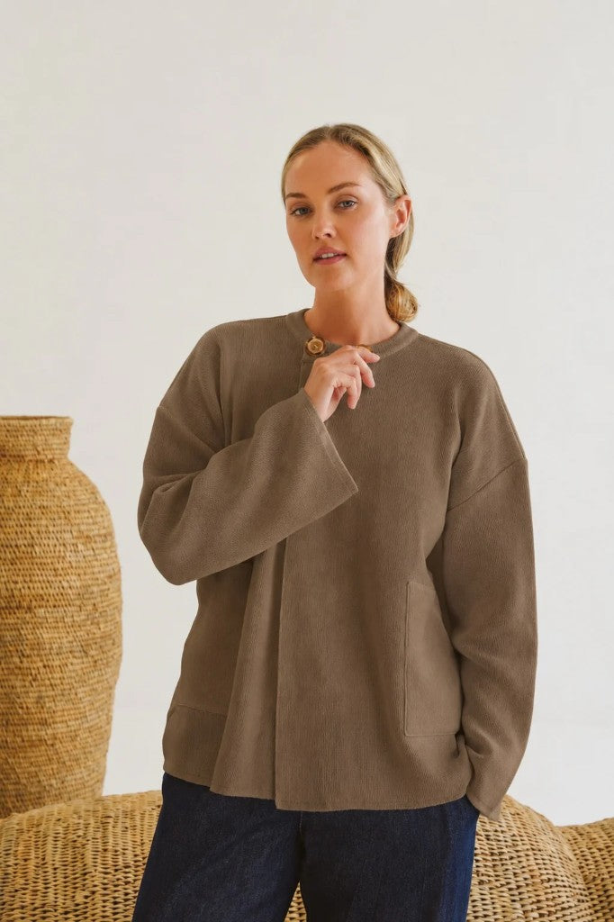 Sally Cotton Knit Jacket in Karoo