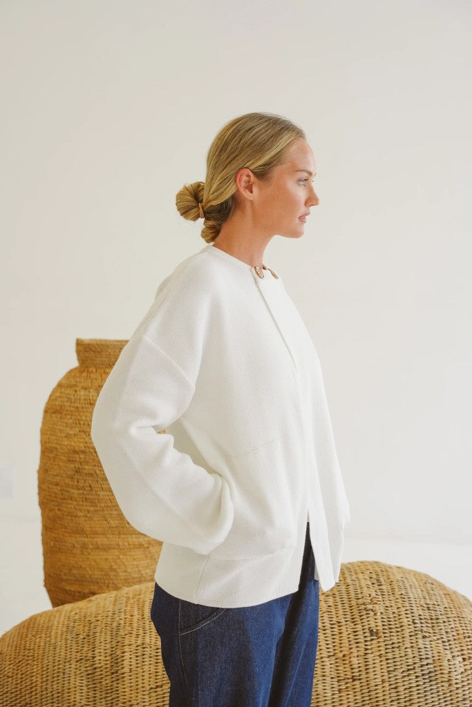 Sally Cotton Knit Jacket in Linen