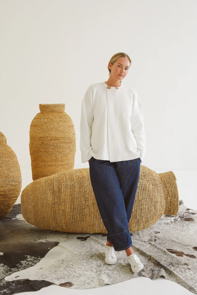 Sally Cotton Knit Jacket in Linen