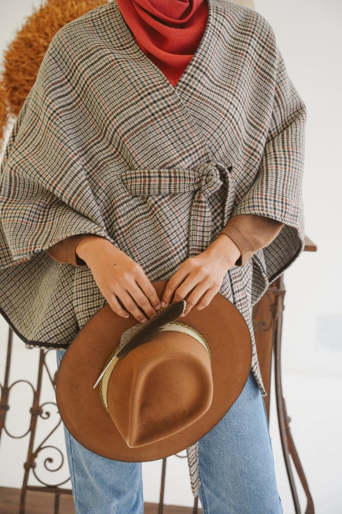 Sarah Wool-Blend Poncho in Tweed