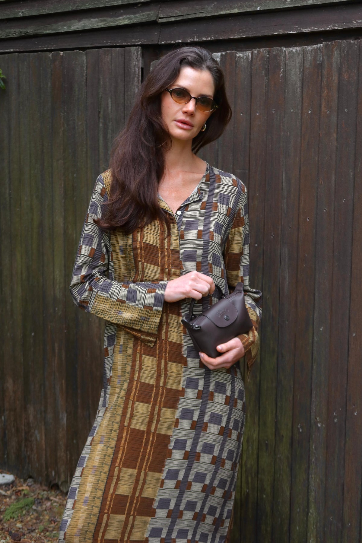 Long Tunic Wide Cuff Dress in Block Stripe