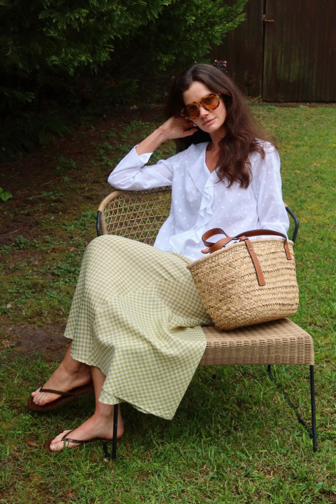 Frill Front Blouse in Self Spot