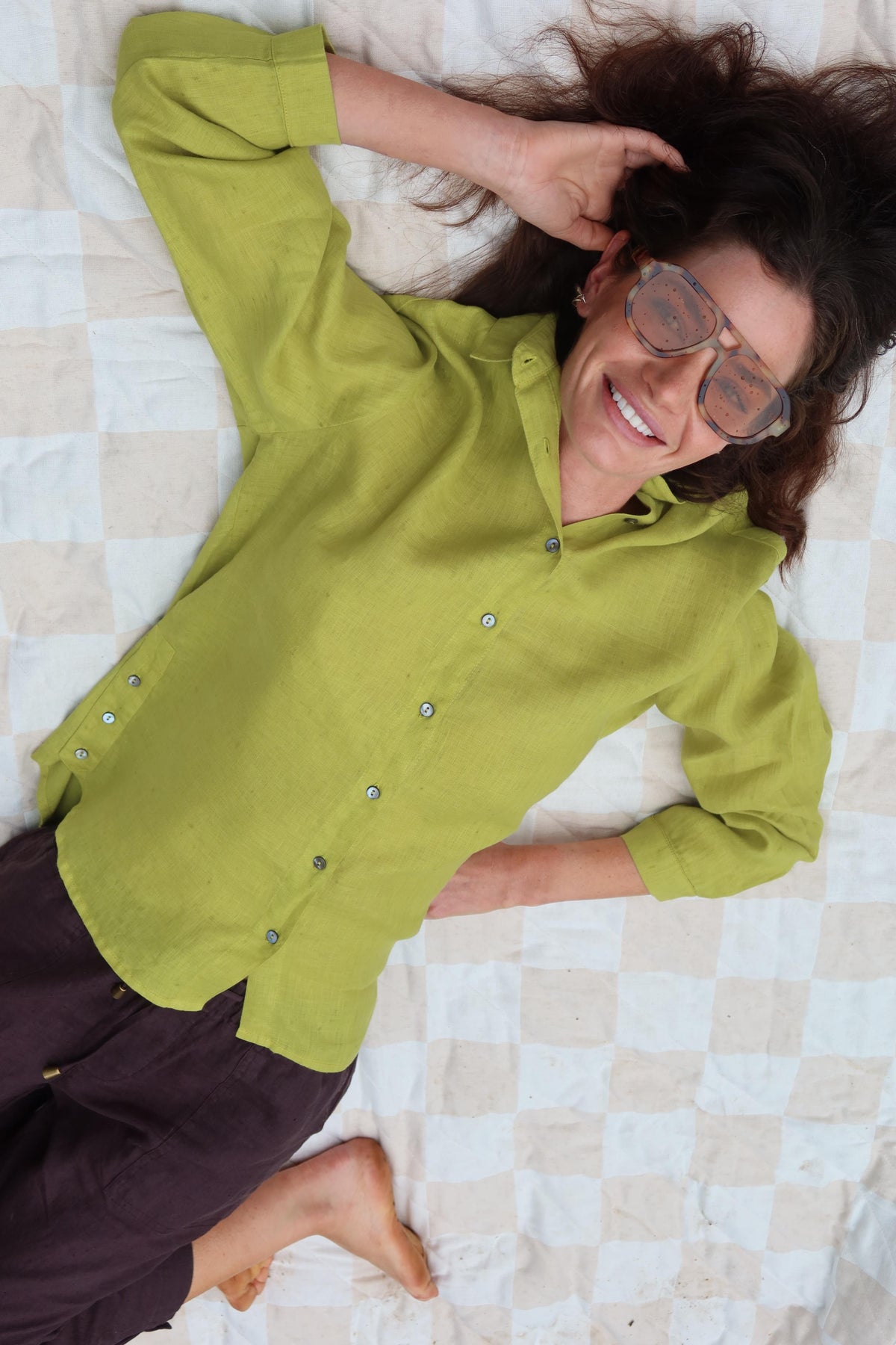 Side Button Shirt in Matcha