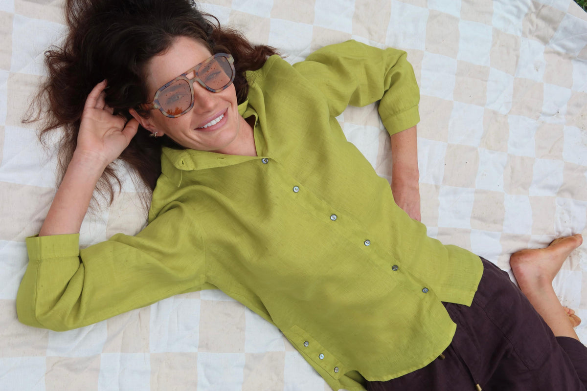 Side Button Shirt in Matcha