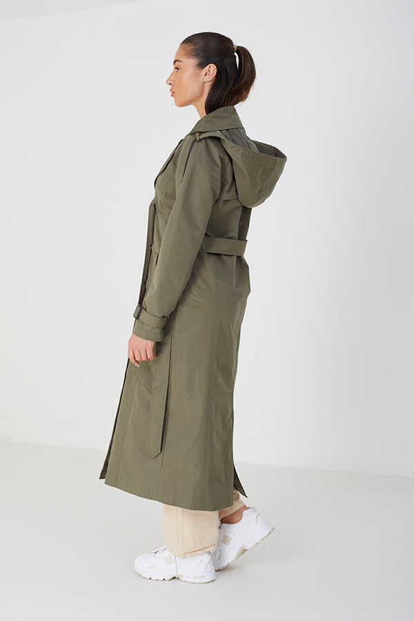 Ayer Maxi Trench Coat in Light Khaki