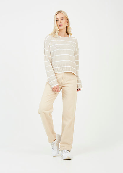 Mason Striped Sweater in Beige / White