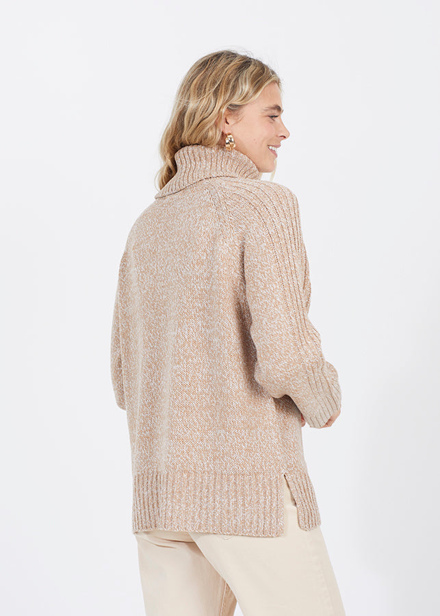 Mixed Yarn Jumper in Beige/Cream