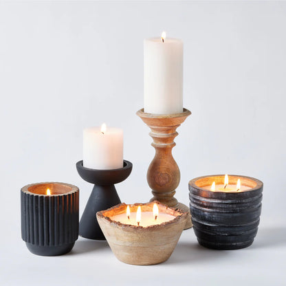 Vanilla Scented Soy Wax Mango Wood Candle in Stone Wash