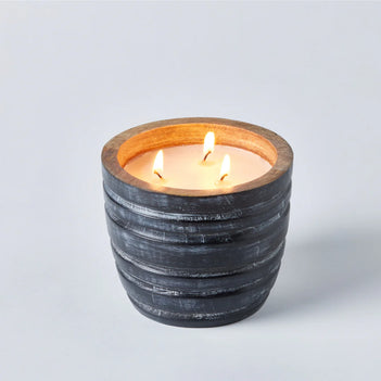 Vanilla Scented Soy Wax Mango Wood Candle in Stone Wash