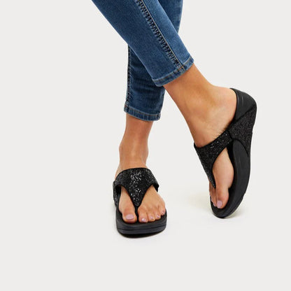 Lulu Glitter Sandal in Black