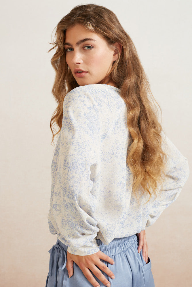 V-Neck Blouse in Wind Chime Beige