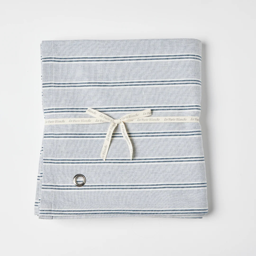Cotton Blue Weave Striped Tablecloth