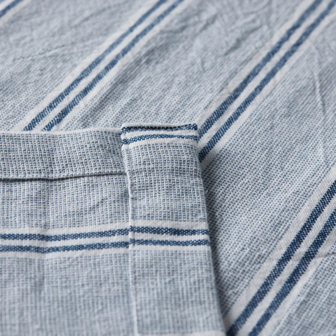 Cotton Blue Weave Striped Tablecloth