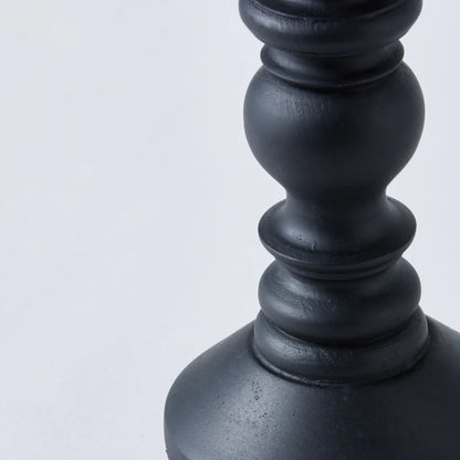 Mango Wood Candle Stick Matte Black