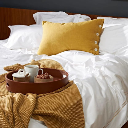 Stone Wash Moss Knit Cotton Throw in Ochre
