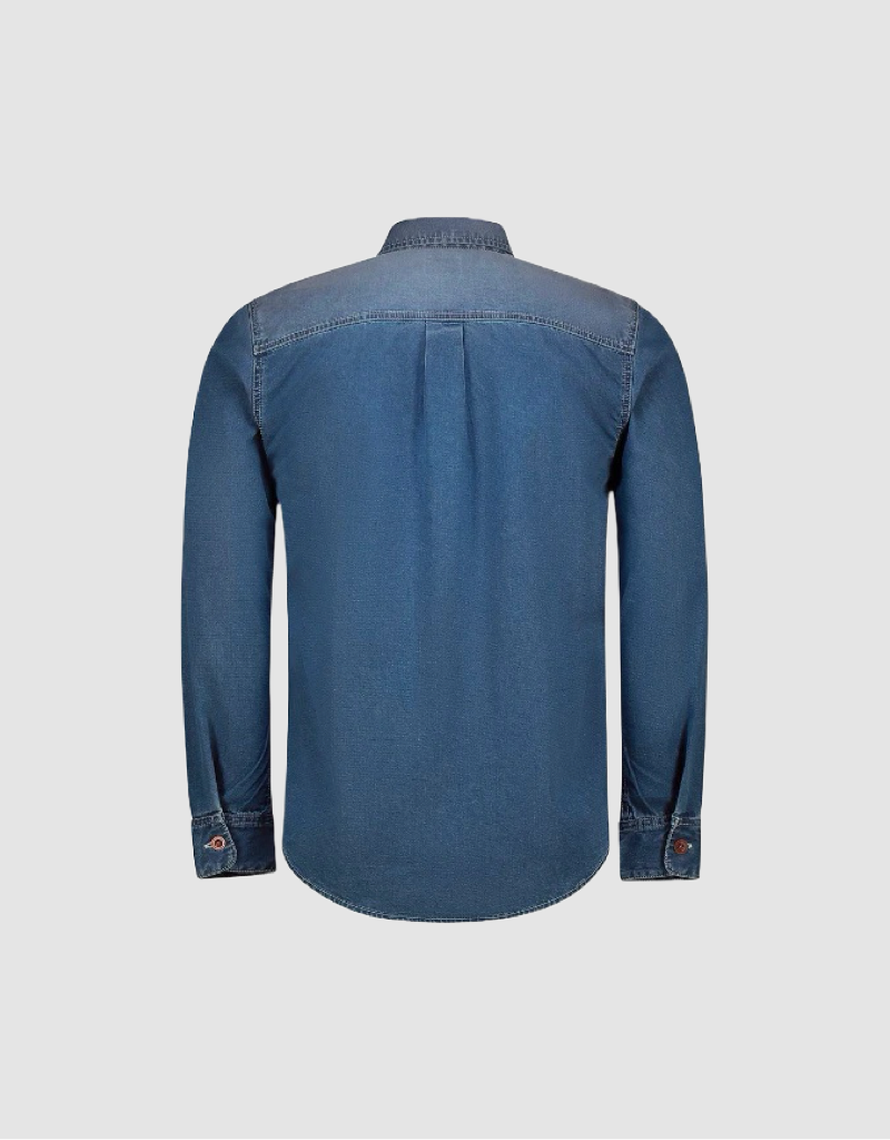 Lazy S Long Sleeve Denim Shirt in Mid Shade