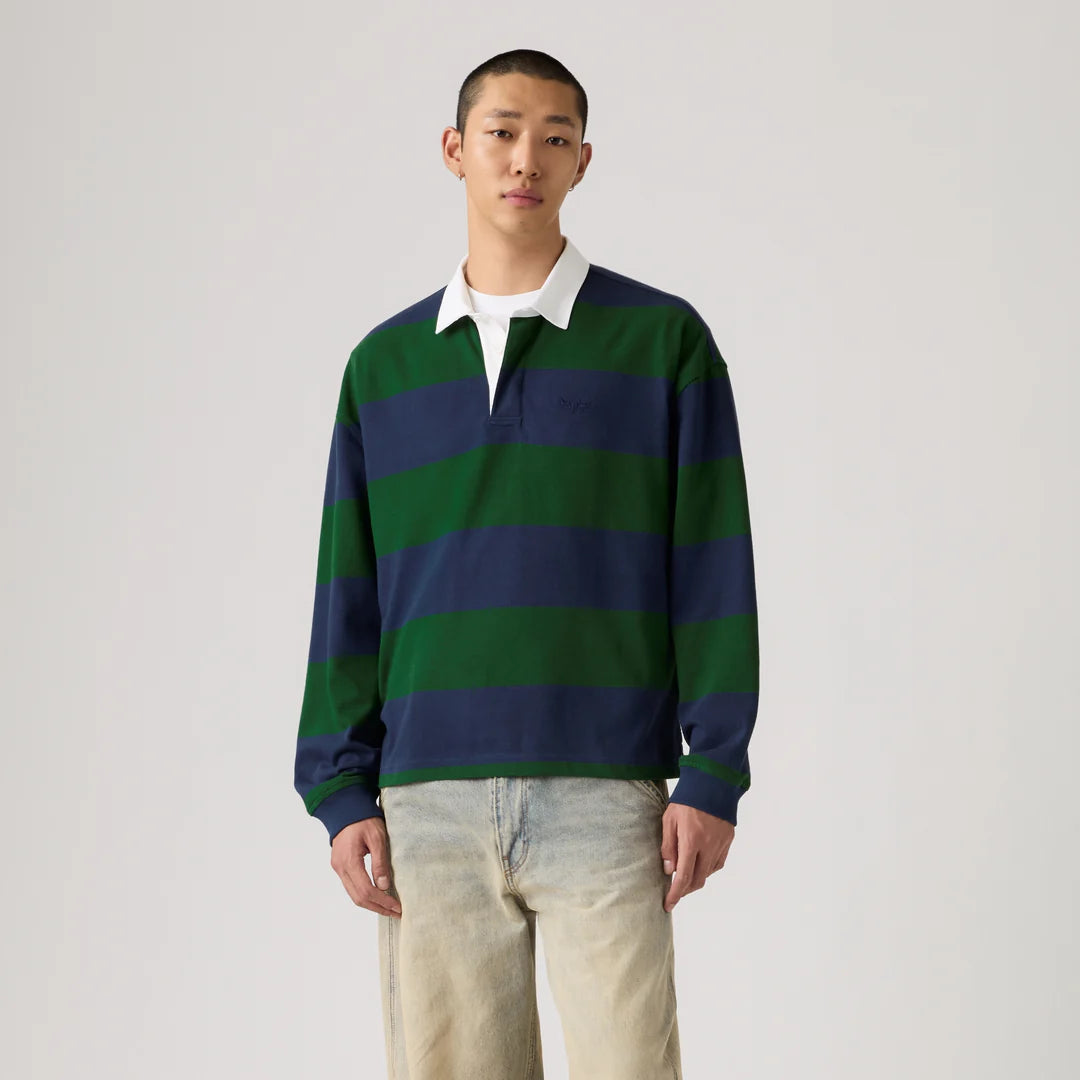 Hudson Boxy Rugby Top in Navy Blazer Stripe