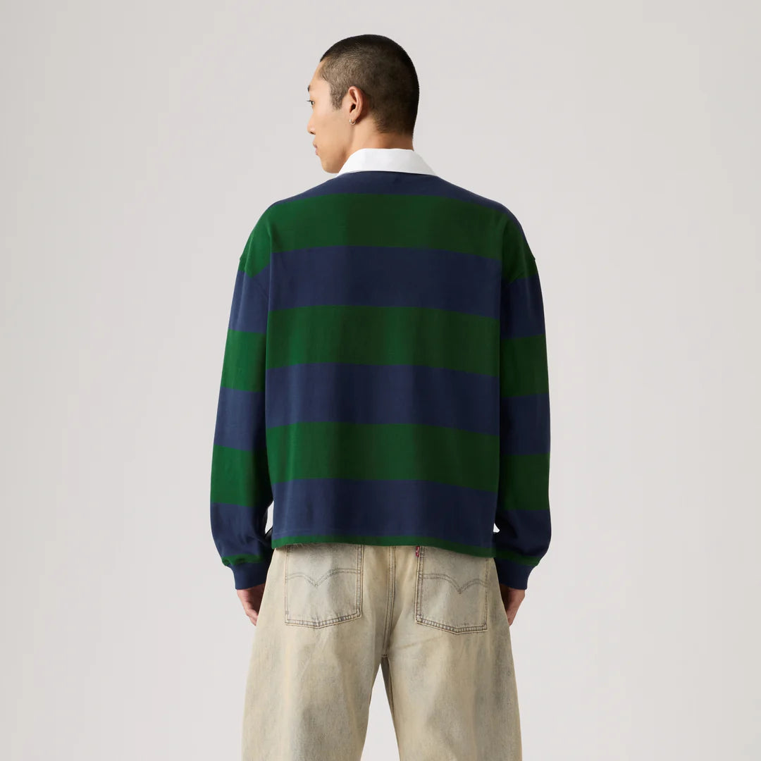 Hudson Boxy Rugby Top in Navy Blazer Stripe