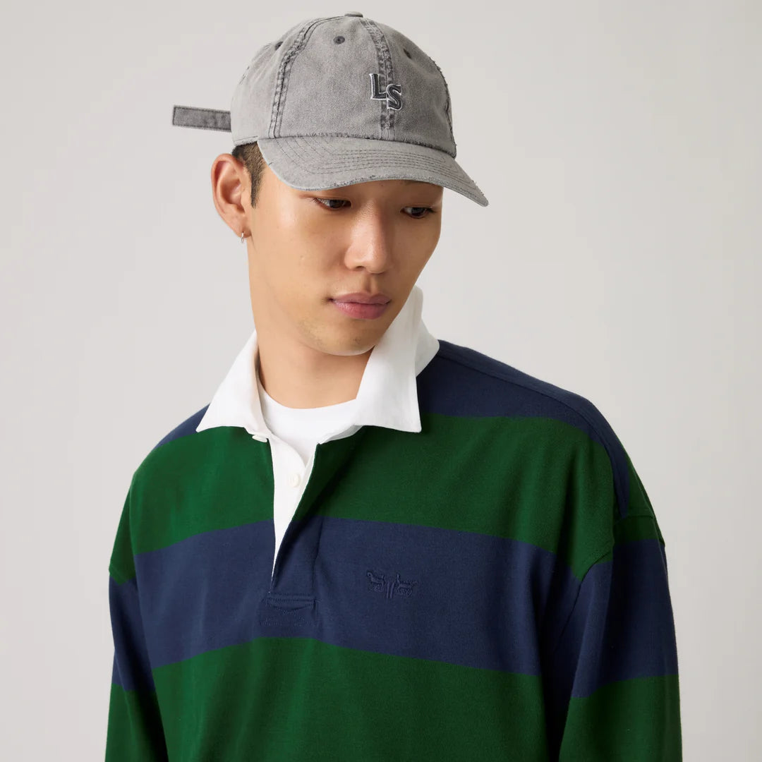 Hudson Boxy Rugby Top in Navy Blazer Stripe