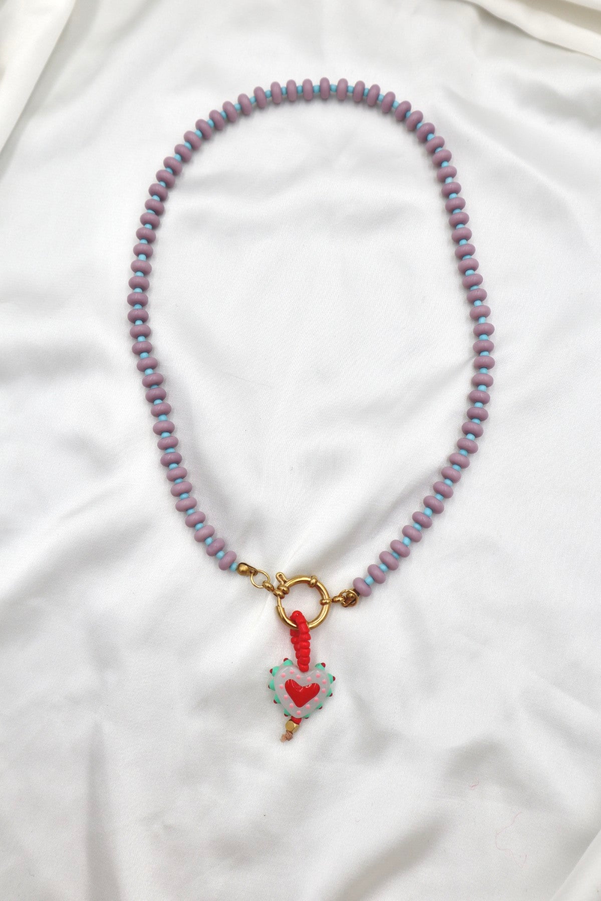 Lisboa Two Tone Charm Necklace in Lilac / Blue / Wild Heart