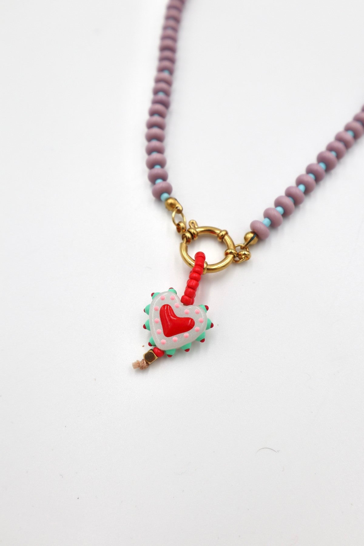 Lisboa Two Tone Charm Necklace in Lilac / Blue / Wild Heart