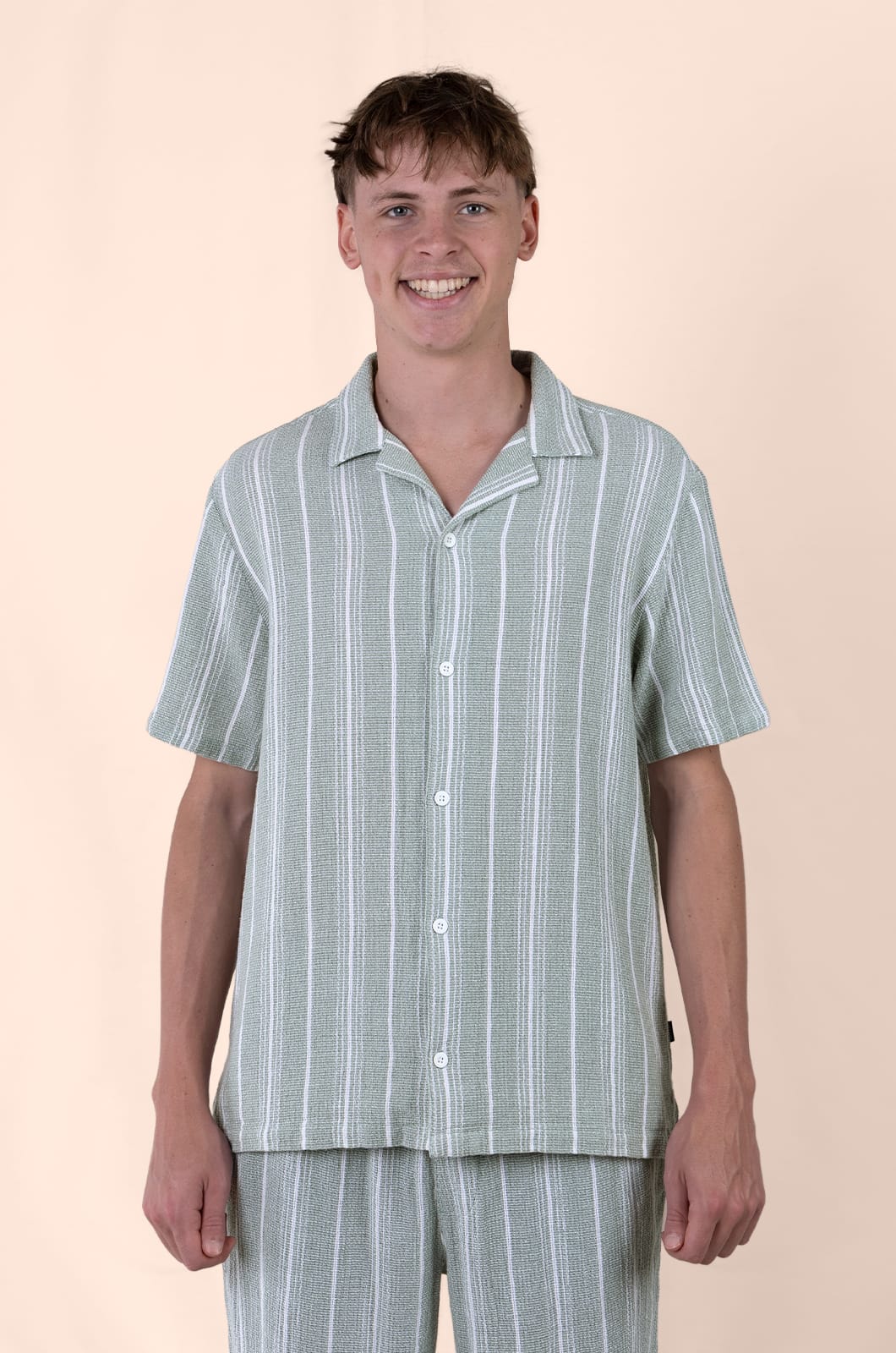Chansey SS Button Up in Aqua