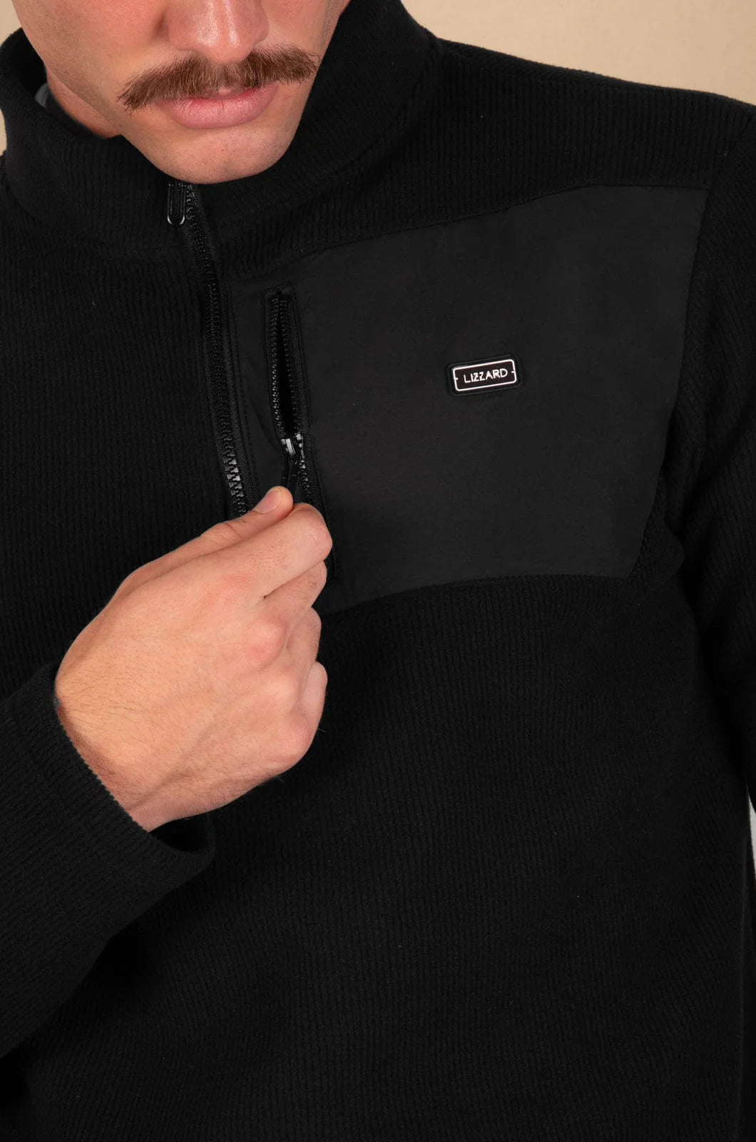 Grainy 1/3 Zip Pullover in Black