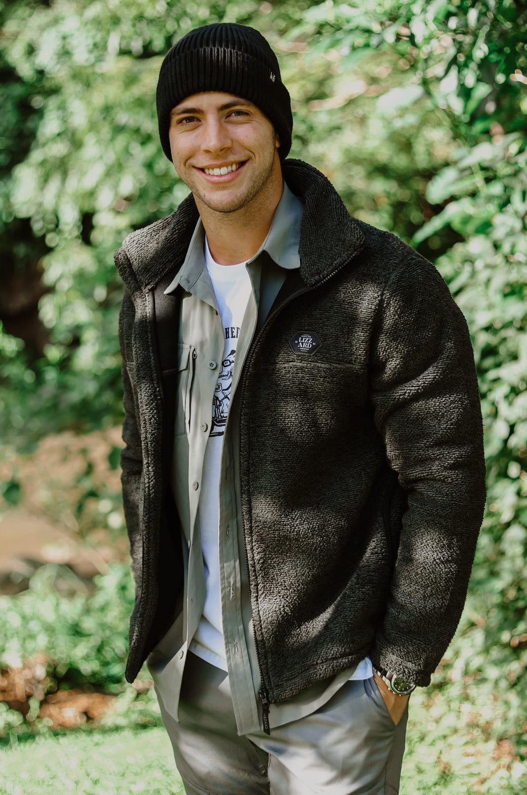 Jackton Zip Through Sweater in Dark Grey / Black