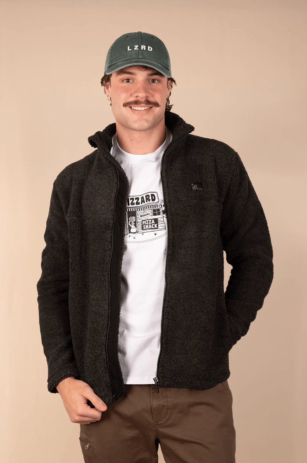 Jackton Zip Through Sweater in Charcoal / Black