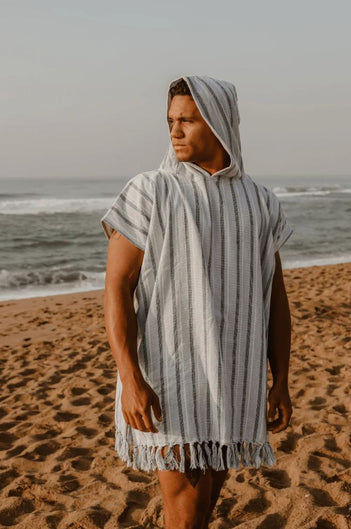 Kober Hooded Towel in Blue Stripe