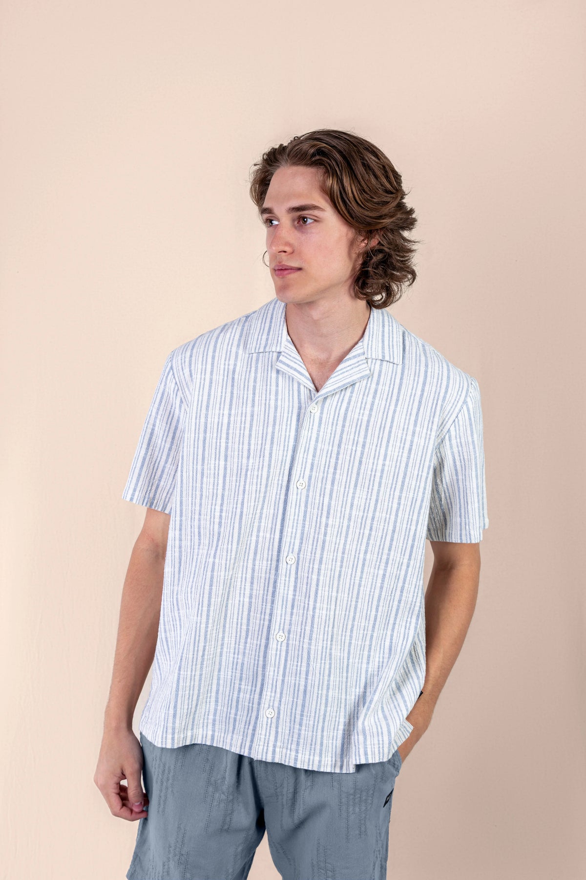 Sallo SS Button Up in Light Blue