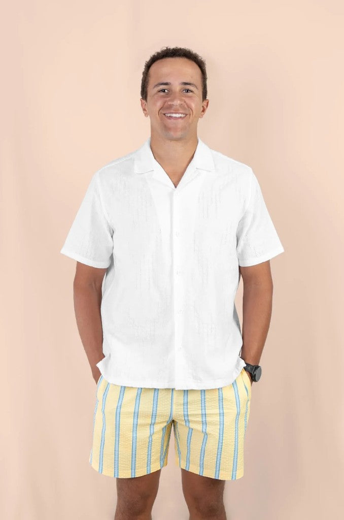 Todd Elasticated Boardie in Yellow Stripe