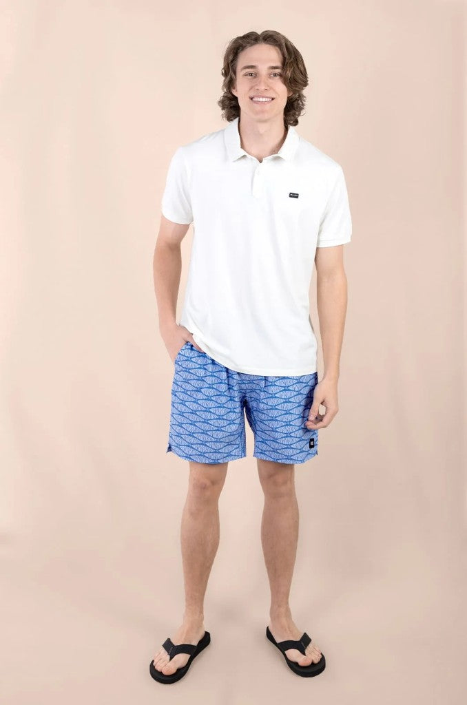 Vince Elasticated Boardie in Blue Fish