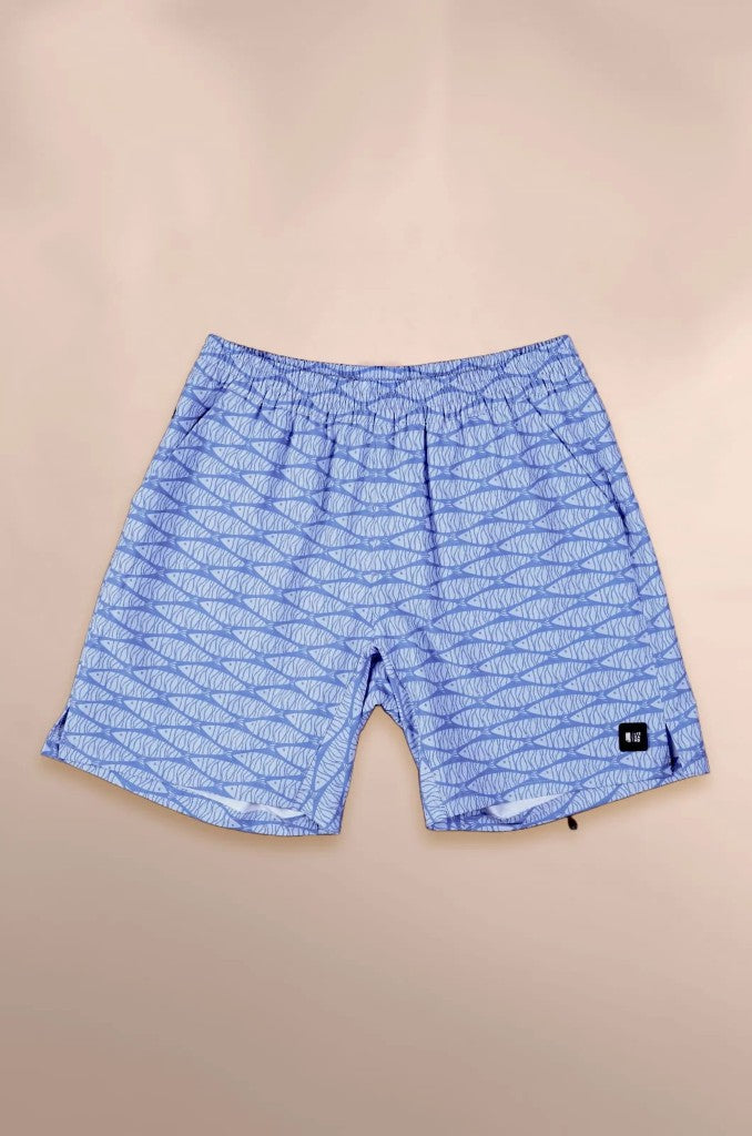 Vince Elasticated Boardie in Blue Fish