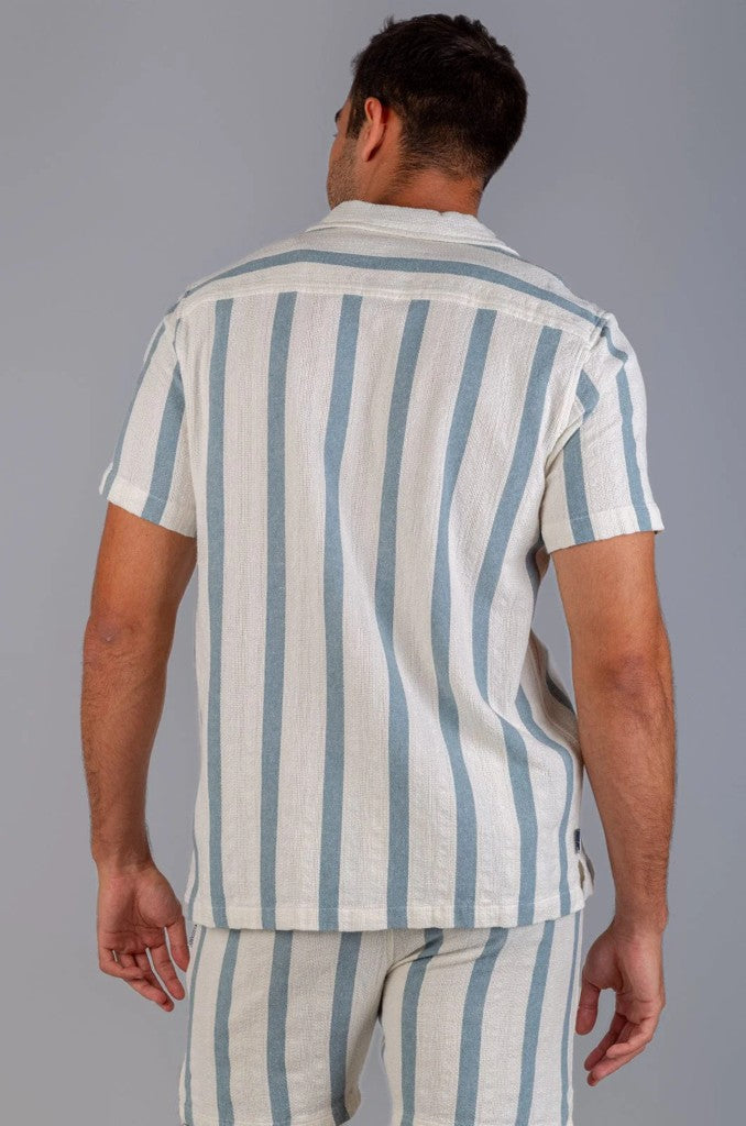 Zak Cotton Woven Shirt in Blue Stripe