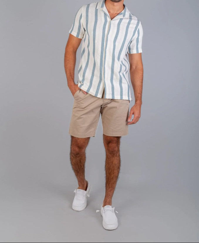 Zak Cotton Woven Shirt in Blue Stripe