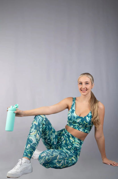 Capella Athletic Sports Bra in Teal Floral