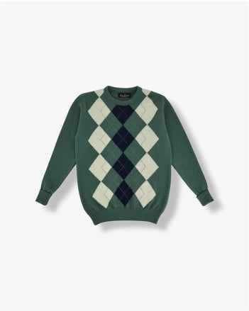 Lambswool Argyle Crewneck in Hazel