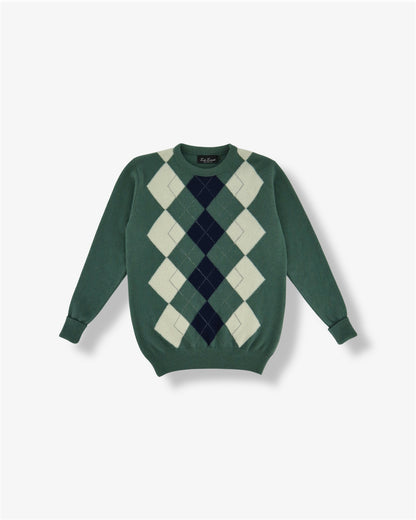Lambswool Argyle Crewneck in Hazel
