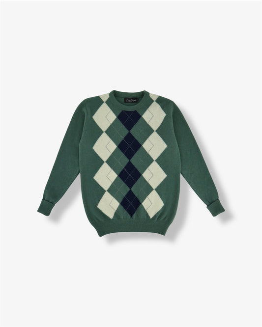 Lambswool Argyle Crewneck in Hazel