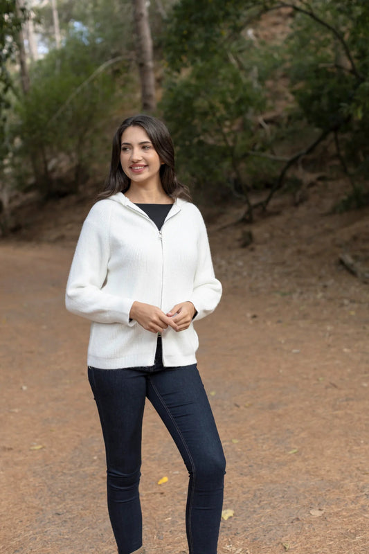 Lugo 2 Way Zipper Cardi in Milk