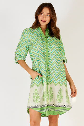 Alex Shirtmaker Dress in Lime